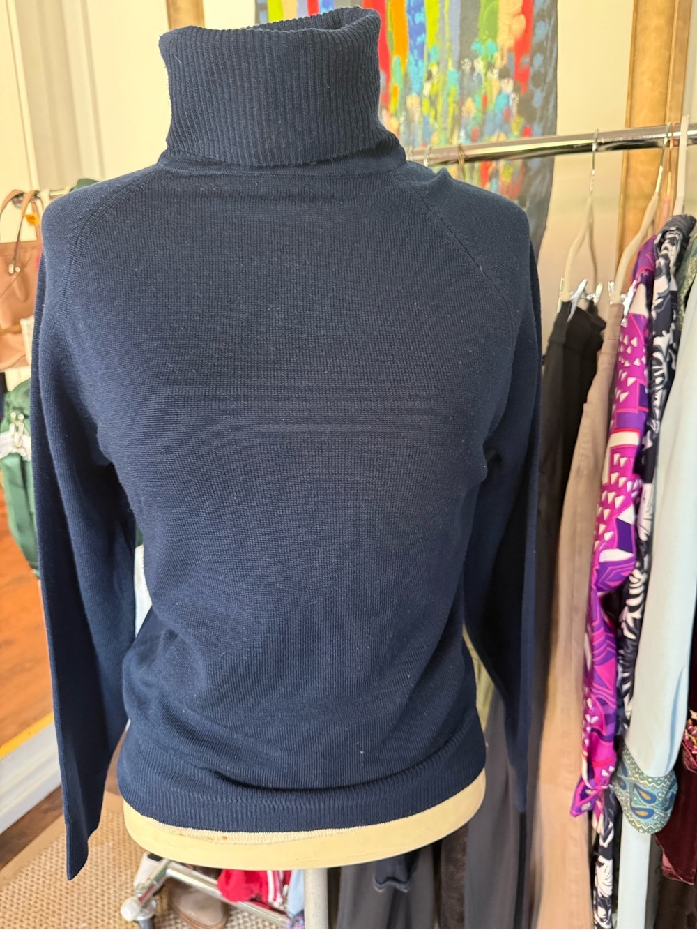 Vintage Pendleton Navy Ribbed Turtleneck Sweater